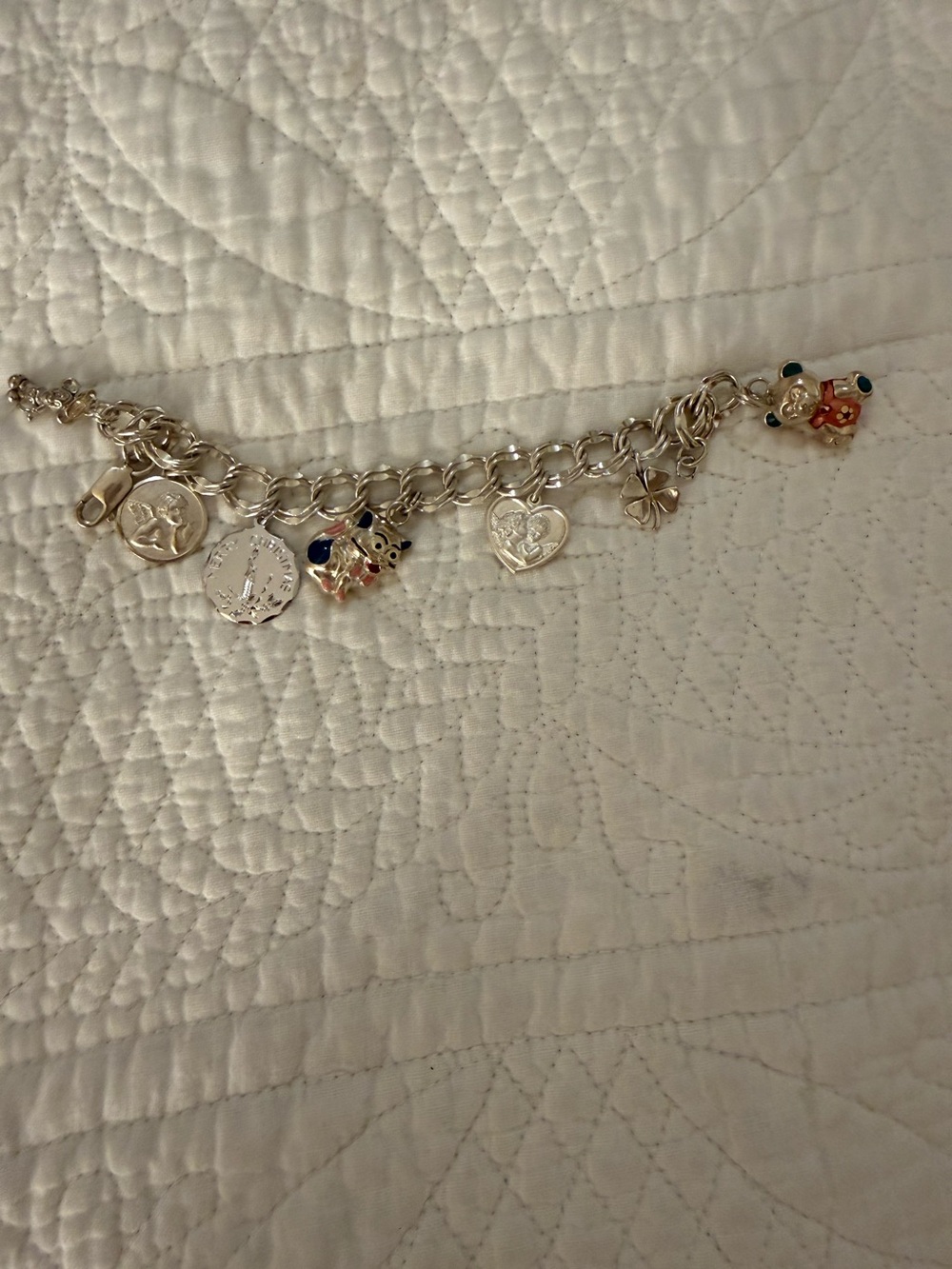 Vintage Custom Sterling Silver Charm Bracelet with Colorful Enamel Accents